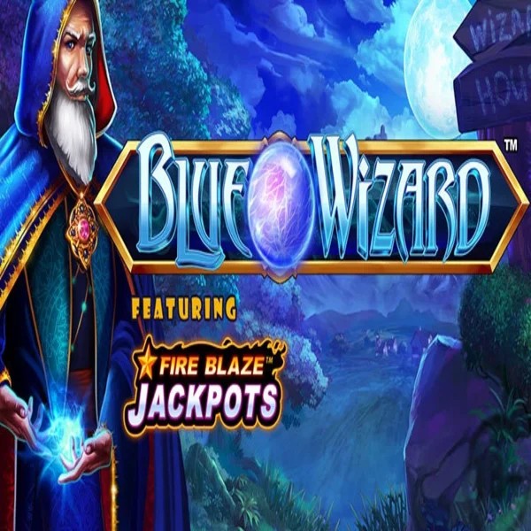 Blue Wizard Fire Blaze Jackpots logo – Slots by Rarestone Gaming at Wonaco Casino